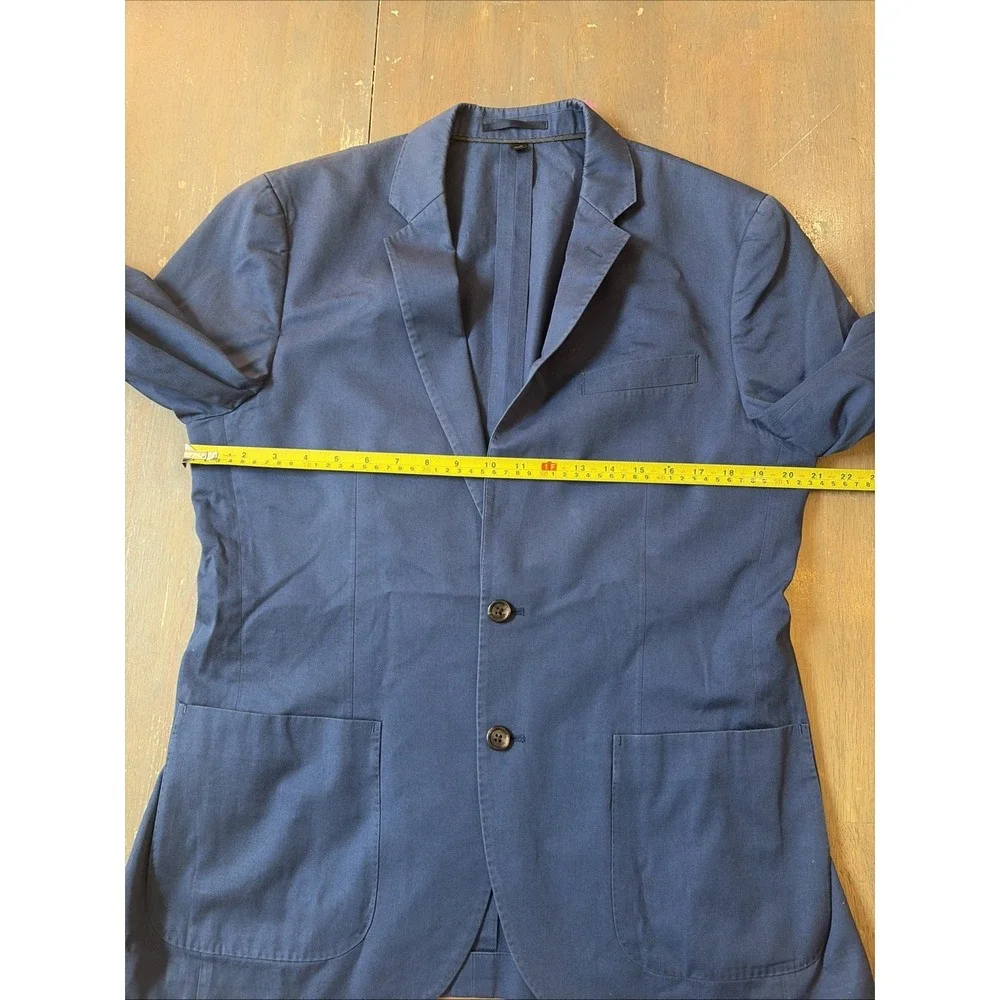 J Crew Ludlow Blazer 40 Short Mens Larusmiani Cotton Solid Blue Preppy